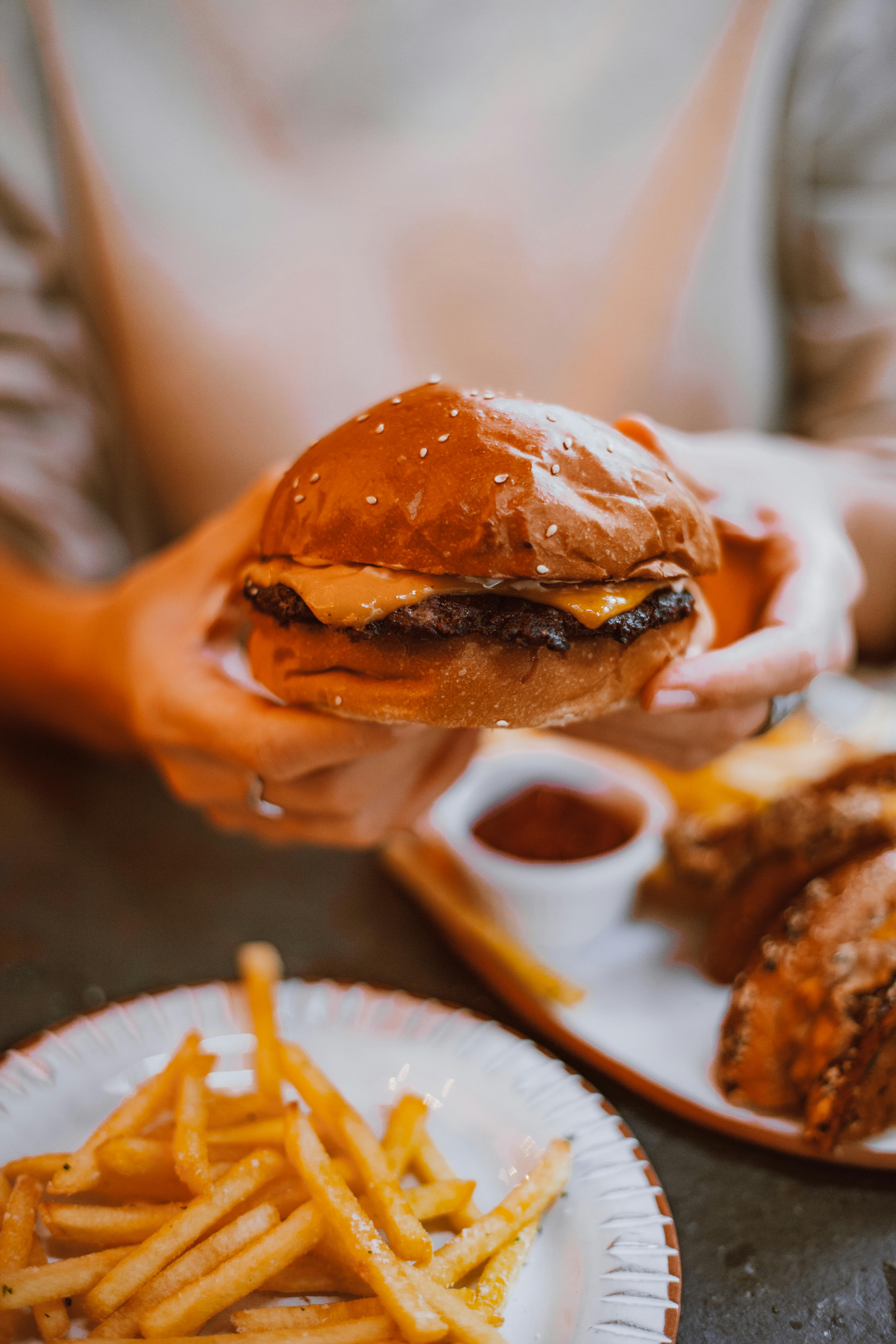 Burger mit Pommes